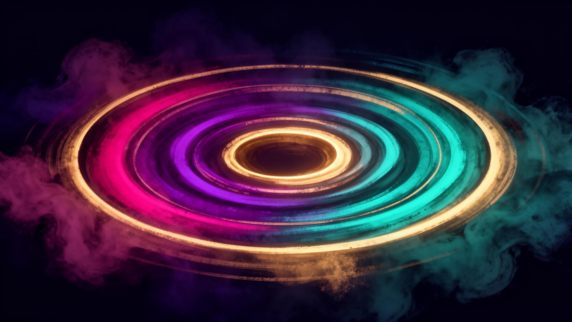 Concentric rings of vibrant color radiating outward like a singing bowl
